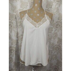 VTG Y2K ETIQUETTE White Lace Trim Camisole Tank Top SMALL 90s FAIRY WHIMSY SHELL